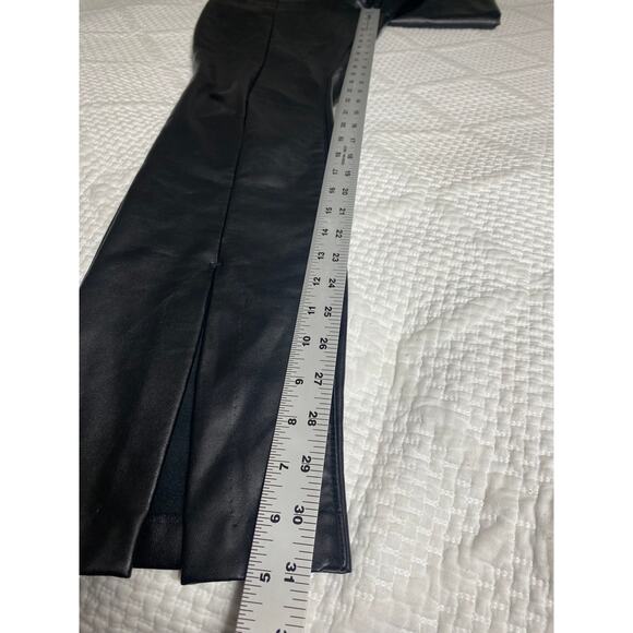 ABERCROMBIE PANTS 8 SPLIT HEM BLACK LEATHER VEGAN THE SKINNY ULTRA HIGH RISE - Picture 13 of 15